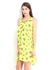 Tokyo Talkies Yellow Printed A-Line Dress