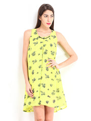 Tokyo Talkies Yellow Printed A-Line Dress