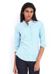 Levis Women Blue &amp; White Striped Shirt