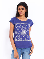 Levis Women Navy Printed T-shirt