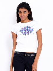 Levis Women White Printed T-shirt