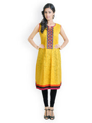 Libas Women Yellow Embroidered Kurta