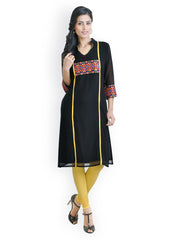 Libas Women Black Embroidered Kurta