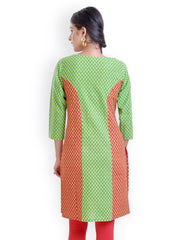 Libas Women Green &amp; Pink Printed Kurta