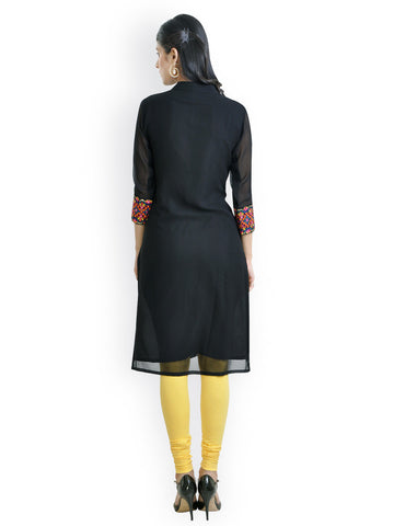 Libas Women Black Embroidered Kurta