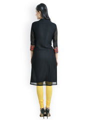 Libas Women Black Embroidered Kurta