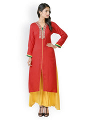 Libas Women Red &amp; Yellow Salwar Kurta