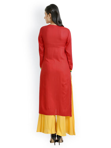 Libas Women Red &amp; Yellow Salwar Kurta