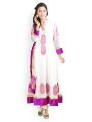Libas Cream-Coloured Anarkali Salwar Kurta with Dupatta