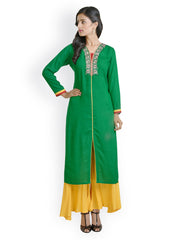 Libas Women Green &amp; Yellow Salwar Kurta