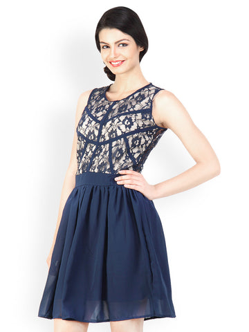 Liebemode Blue Fit &amp; Flare Dress