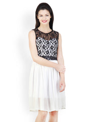 Liebemode White &amp; Black Fit &amp; Flare Dress