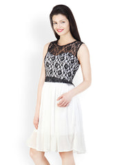Liebemode White &amp; Black Fit &amp; Flare Dress