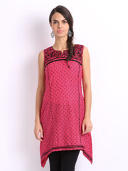 Lovely Lady Dark Pink &amp; Black Printed Kurta