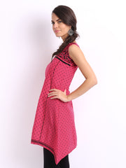 Lovely Lady Dark Pink &amp; Black Printed Kurta