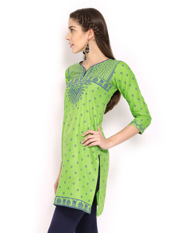 Lovely Lady Women Green &amp; Blue Printed Kurta