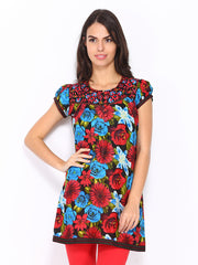 Lovely Lady Red &amp; Blue Floral Print Kurti
