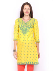 Lovely Lady Women Yellow &amp; Green Printed Kurta
