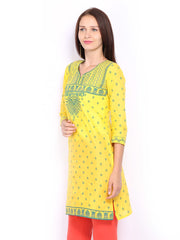 Lovely Lady Women Yellow &amp; Green Printed Kurta
