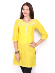 Lovely Lady Women Yellow Embroidered Kurta