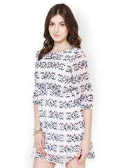 Magnetic Designs White Printed Fit &amp; Flare Dress