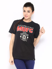 Manchester United Women Black Printed T-shirt