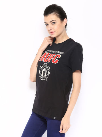 Manchester United Women Black Printed T-shirt