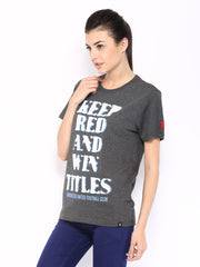 Manchester United Women Grey Printed T-shirt