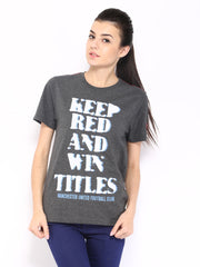 Manchester United Women Grey Printed T-shirt