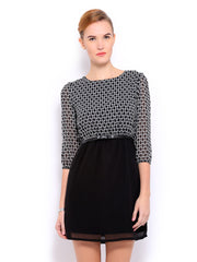 Mast &amp; Harbour Black &amp; White Printed Lyla Tailored Dress