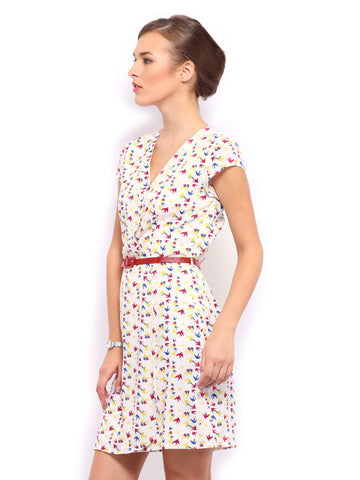 Mast &amp; Harbour Off-White Printed Tailored Dress