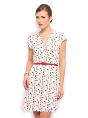 Mast &amp; Harbour Off-White Printed Tailored Dress