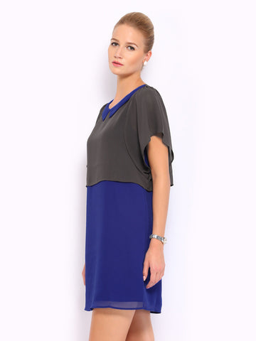 Mast &amp; Harbour Blue &amp; Grey Tailored Dress