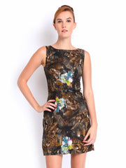 Mast &amp; Harbour Brown Printed Tailored Dress