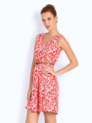 Mast &amp; Harbour Red &amp; White Printed A-line Dress