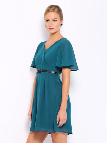 Mast &amp; Harbour Teal Blue Fit &amp; Flare Dress
