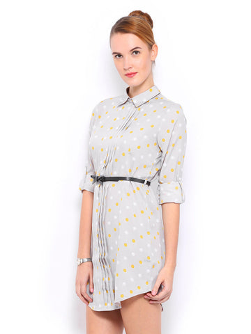 Mast &amp; Harbour Grey Printed Betty Shirt Dress