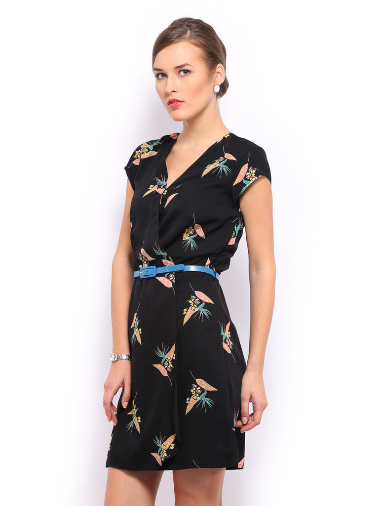Mast &amp; Harbour Black Printed Tailored Dress