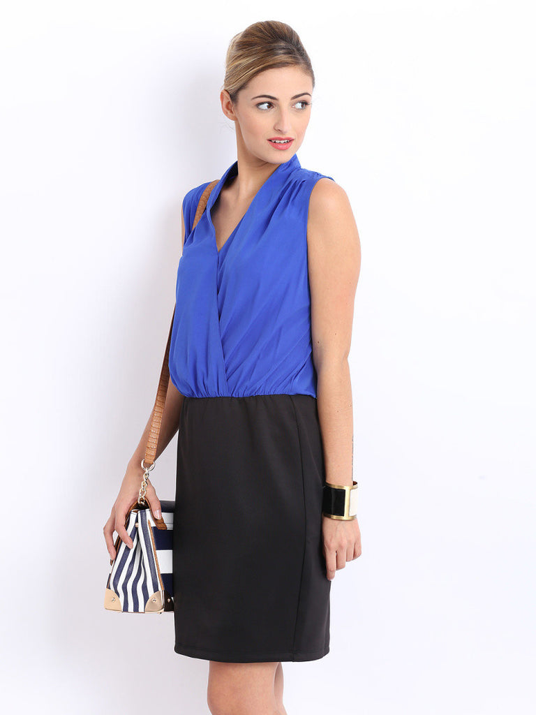 Mast &amp; Harbour Royal Blue &amp; Black Tailored Dress