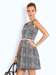 Mast &amp; Harbour White &amp; Black Leopard Print Fit &amp; Flare Dress