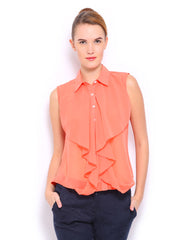 Mast &amp; Harbour Women Coral Orange Top