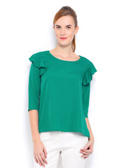 Mast &amp; Harbour Women Green Amelie Top