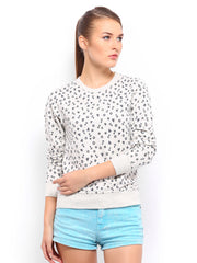 Mast &amp; Harbour Women Off-White Printed Sweatshirt
