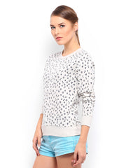 Mast &amp; Harbour Women Off-White Printed Sweatshirt