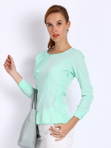 Mast &amp; Harbour Women Mint Green Peplum Cece Top