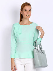 Mast &amp; Harbour Women Mint Green Peplum Cece Top