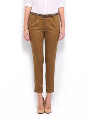 Mast &amp; Harbour Women Mustard Brown Sally Trousers