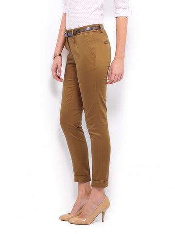 Mast &amp; Harbour Women Mustard Brown Sally Trousers