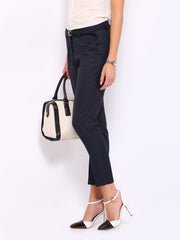 Mast &amp; Harbour Women Navy Striped Celeste Trousers