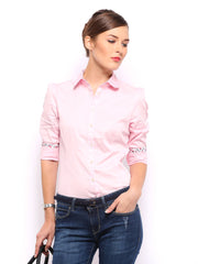 Mast &amp; Harbour Women Pink Saira Slim Fit Formal Shirt